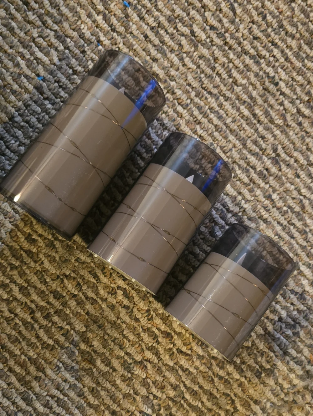 Smoked Glass LED Candle Set - Grey Hues